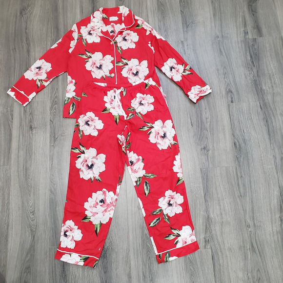 Floral Red Pajama Set for Women - Picture 1 of 10